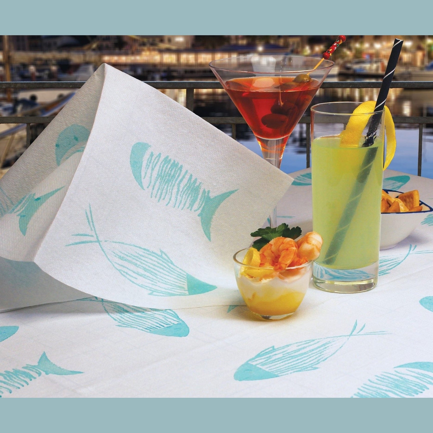 Tovagliolo Tnt Sardinia Tiffany su Grigio Perla Fibracel cm. 40x40 - 800 pz.