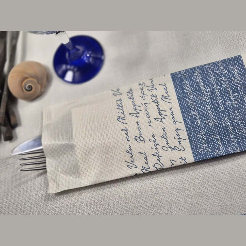 Busta portaposate Lino Blu con tovagliolo Airwave – 1000 pz.