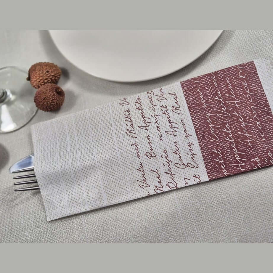 100 Buste Portaposate In TNT Con Tovaglioli - Set Avorio Per Ristoranti E Feste - 11x25 Cm - Foto 2