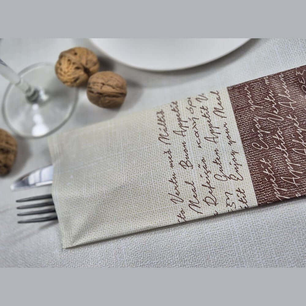 Busta portaposate Lino Marrone con tovagliolo Airwave – 1000 pz.