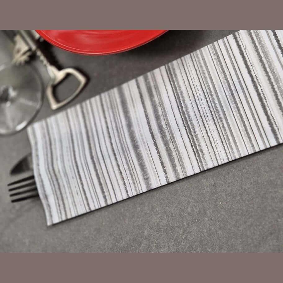 Busta portaposate Righe Grigie con tovagliolo Airwave – 1000 pz.