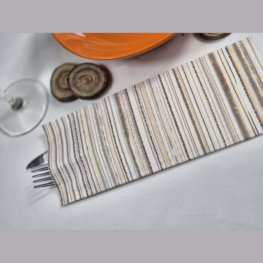 Busta portaposate Righe Ocra con tovagliolo Airwave – 1000 pz.