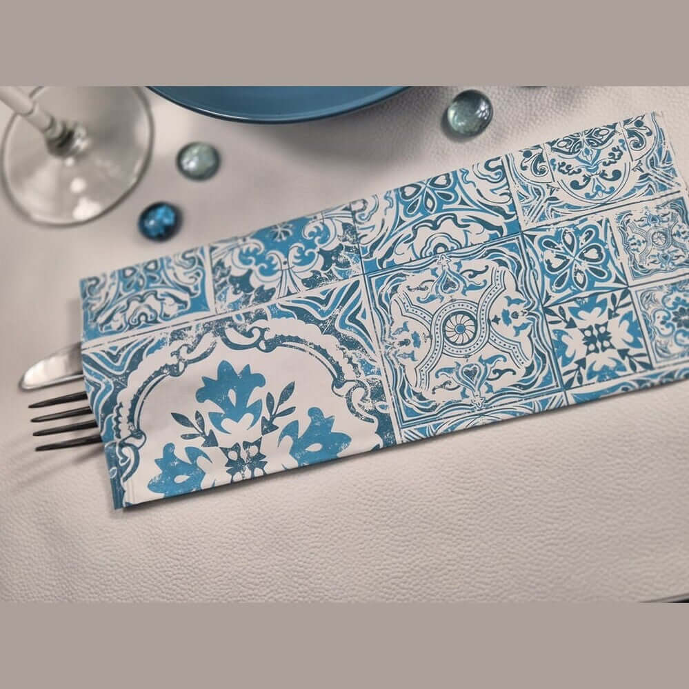 Busta portaposate Azulejos con tovagliolo Airwave – 1000 pz.