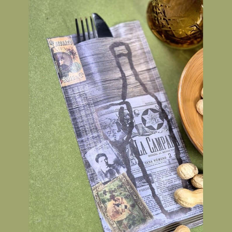 Busta portaposate Winery con tovagliolo Busta portaposate Vino sabbia in carta paglia con tovagliolo Airwave – 1000 pz.