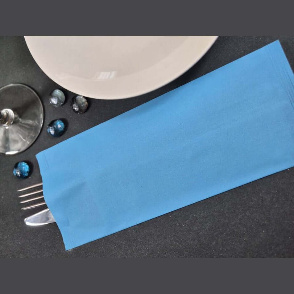 Busta portaposate Fondo Pieno Celeste con tovagliolo Airwave – 1000 pz.