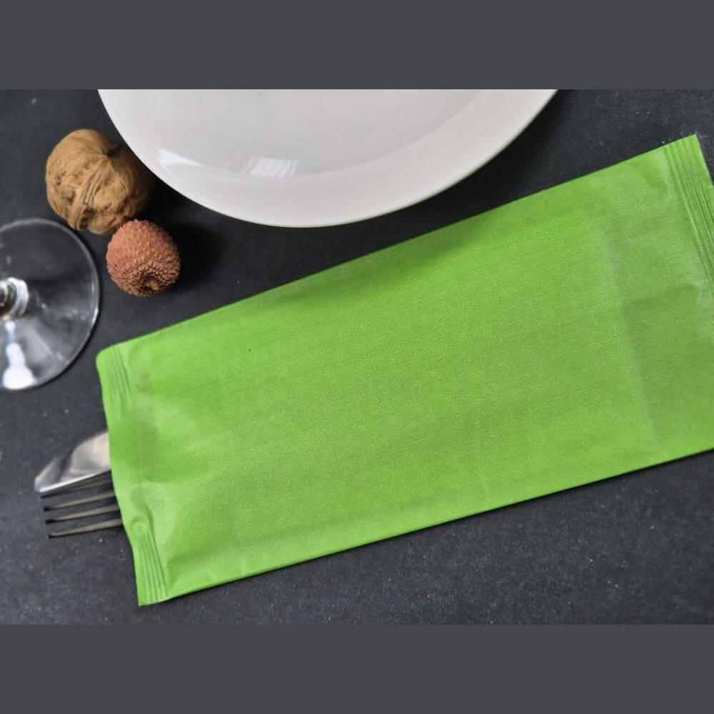 Busta portaposate Fondo Pieno Verde con tovagliolo Airwave – 1000 pz.