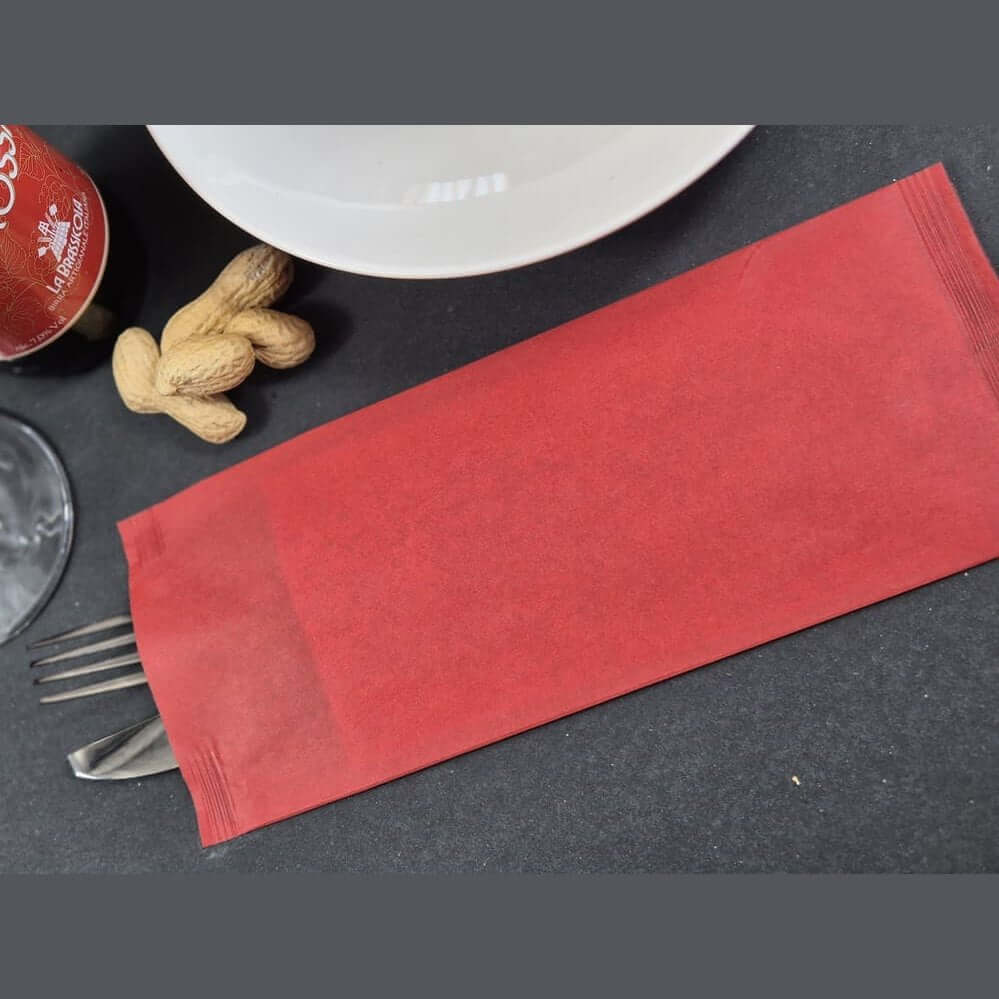 Busta portaposate Fondo Pieno Rosso con tovagliolo Airwave – 1000 pz.