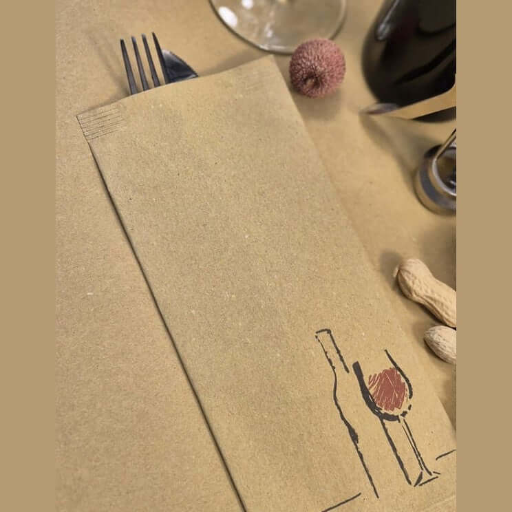 Busta portaposate Vino in carta paglia con tovagliolo Airwave – 1000 pz.