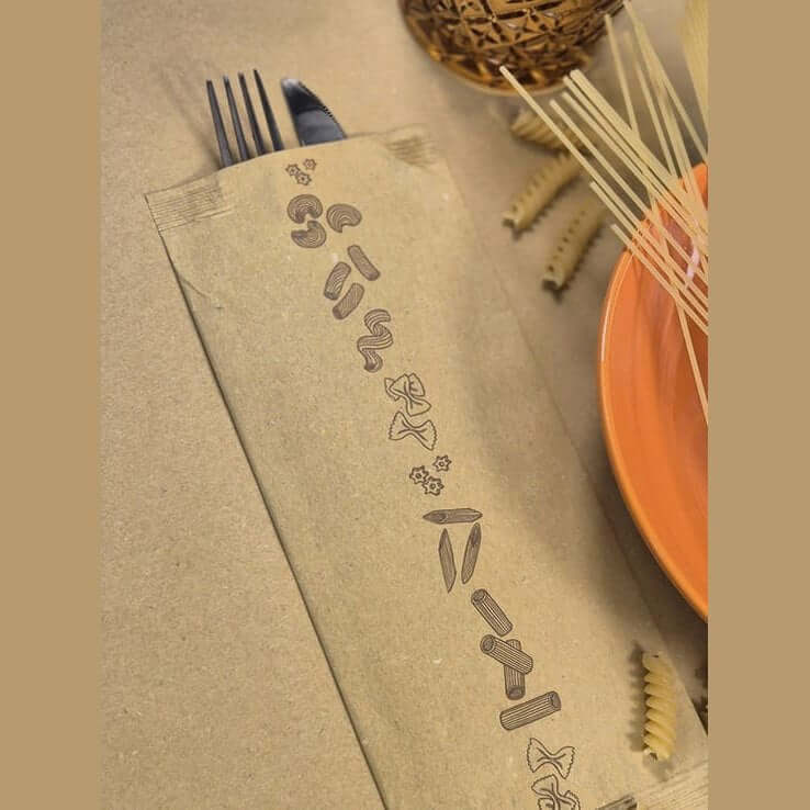 Busta portaposate Pasta in carta paglia con tovagliolo Airwave – 1000 pz.