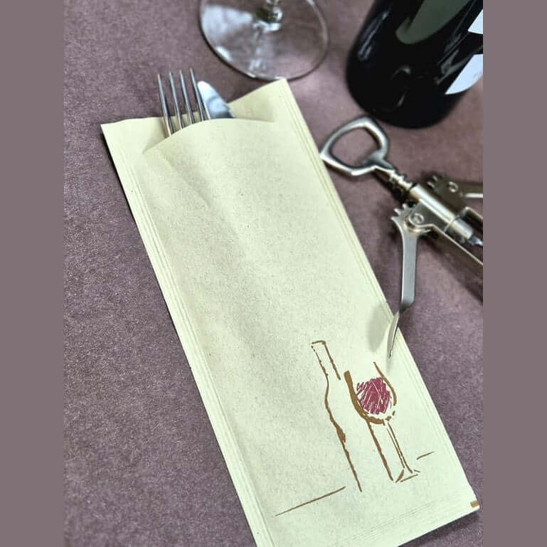 Busta portaposate Vino sabbia in carta paglia con tovagliolo Airwave – 1000 pz.