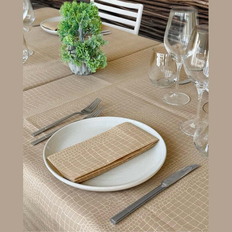 Tovaglia Tnt Croko Natural Plus cm. 120X120 - 100 pz.