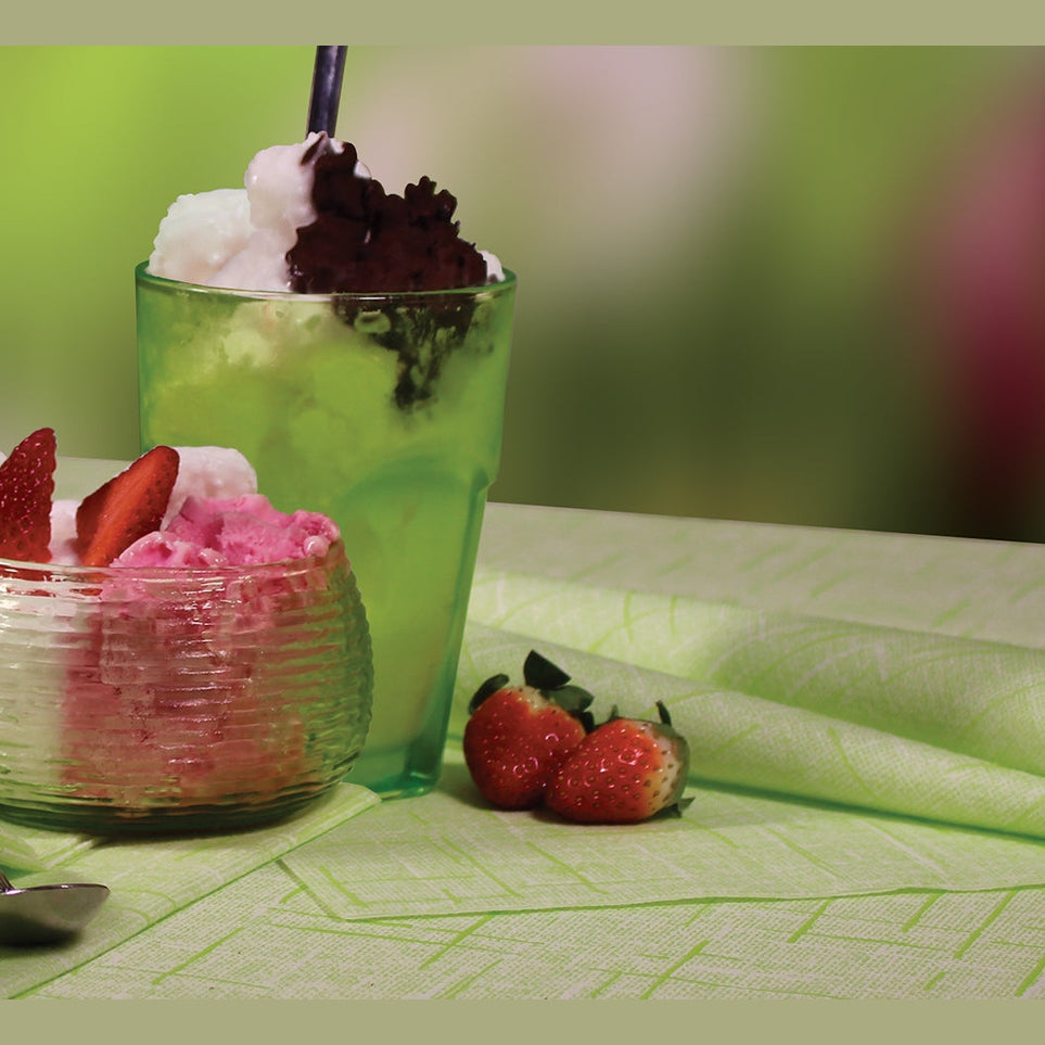 Tovaglia Tnt Ecru Verde Lime Fibracel cm. 100x100 - 100 pz.