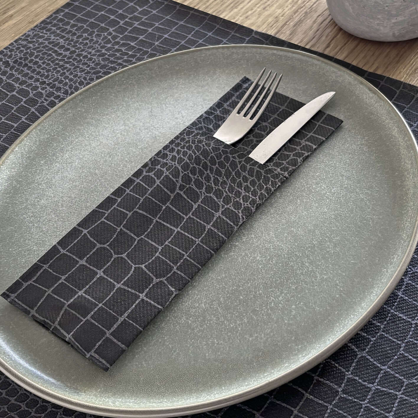 Tasca Portaposate Tnt Croko Ardesia Plus cm. 40X32 - 1200 pz.