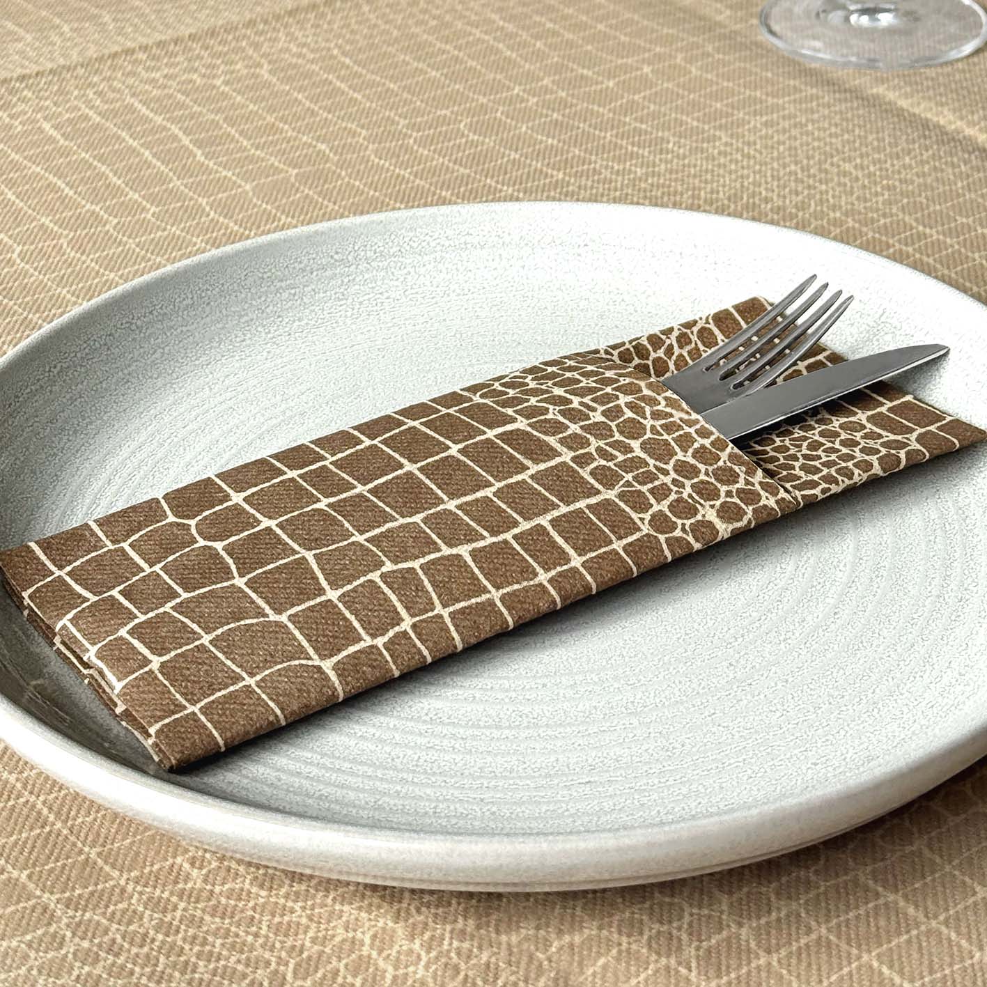 Tasca Portaposate Tnt Croko Cacao Plus cm. 40X32 - 1200 pz.