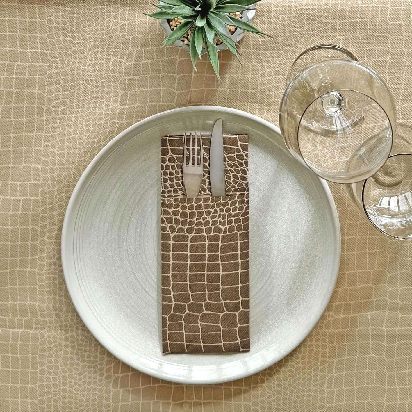 Tasca Portaposate Tnt Croko Cacao Plus cm. 40X32 - 1200 pz.