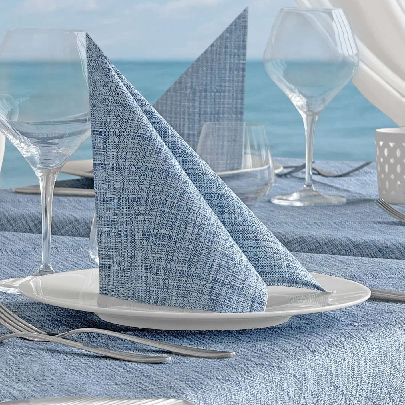 Tovaglia Tnt Greta Blue Plus cm. 100x100 - 100 pz.