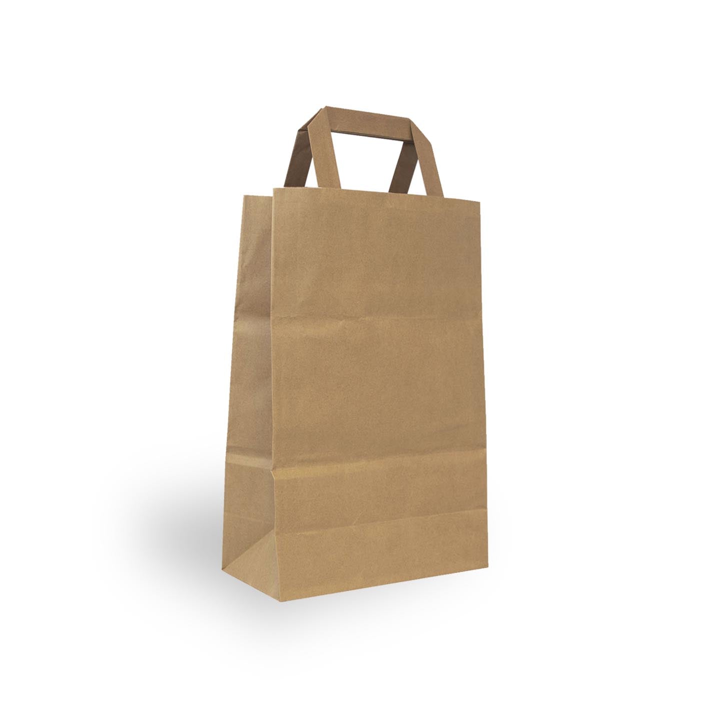 Busta shopper in carta avana da cm. 18+10x29h con manico piatto - 350 pz.
