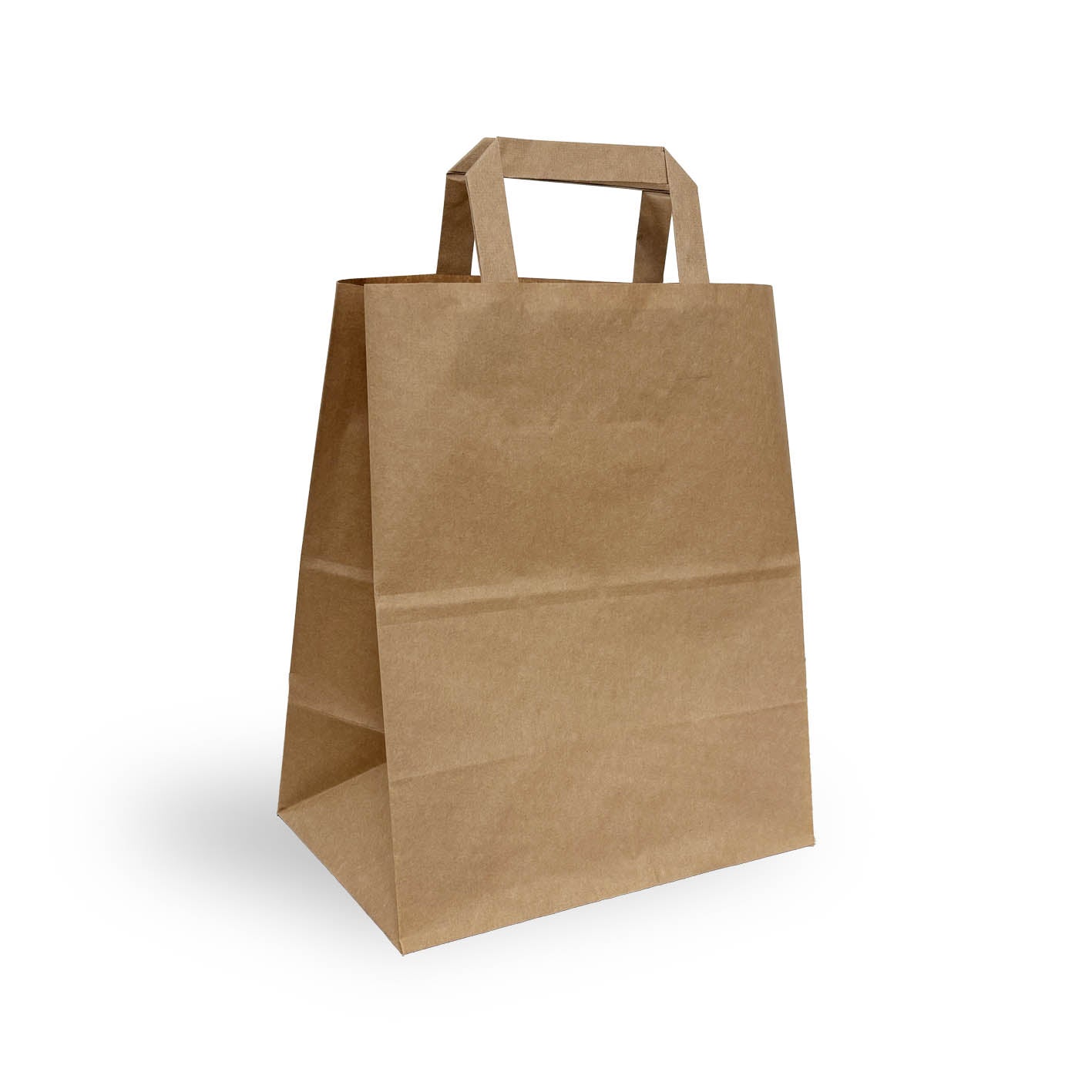 Busta shopper in carta avana da cm. 26+16x31h con manico piatto - 100 pz.