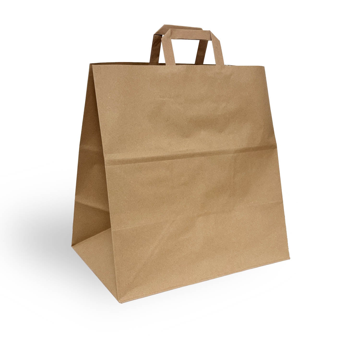 Busta shopper in carta avana da cm. 32+20x33h con manico piatto - 100 pz.