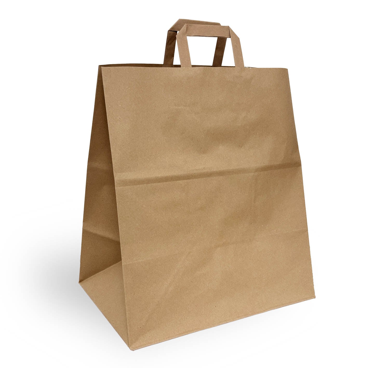 Busta shopper in carta avana da cm. 32+13x41h con manico piatto - 250 pz.