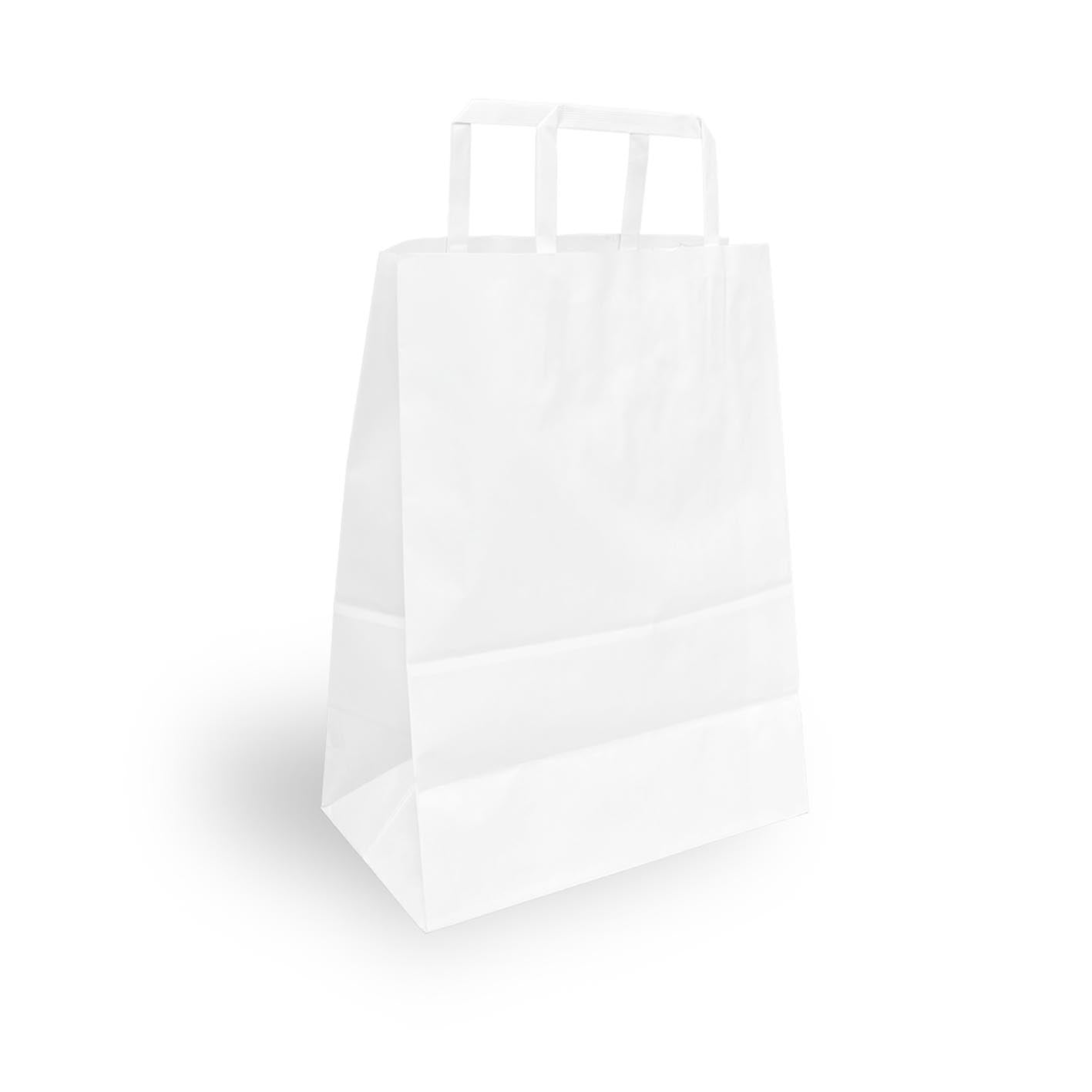 Busta shopper in carta da cm. 22+12x29h con manico piatto - 100 pz.