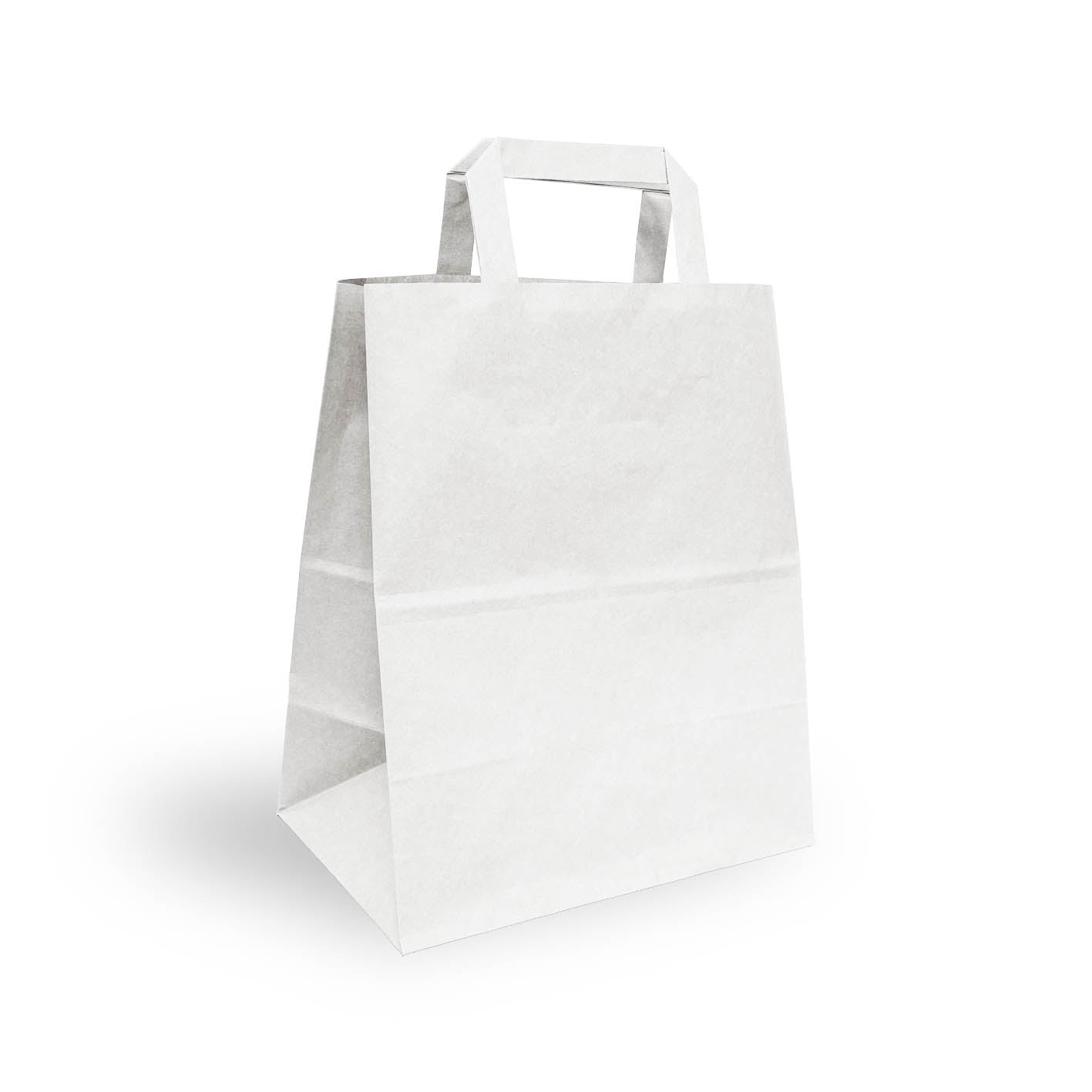 Busta shopper in carta da cm. 26+16x31h con manico piatto - 100 pz.