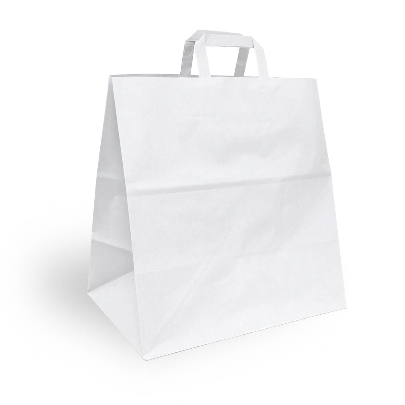Busta shopper in carta da cm. 32+20x33h con manico piatto - 100 pz.