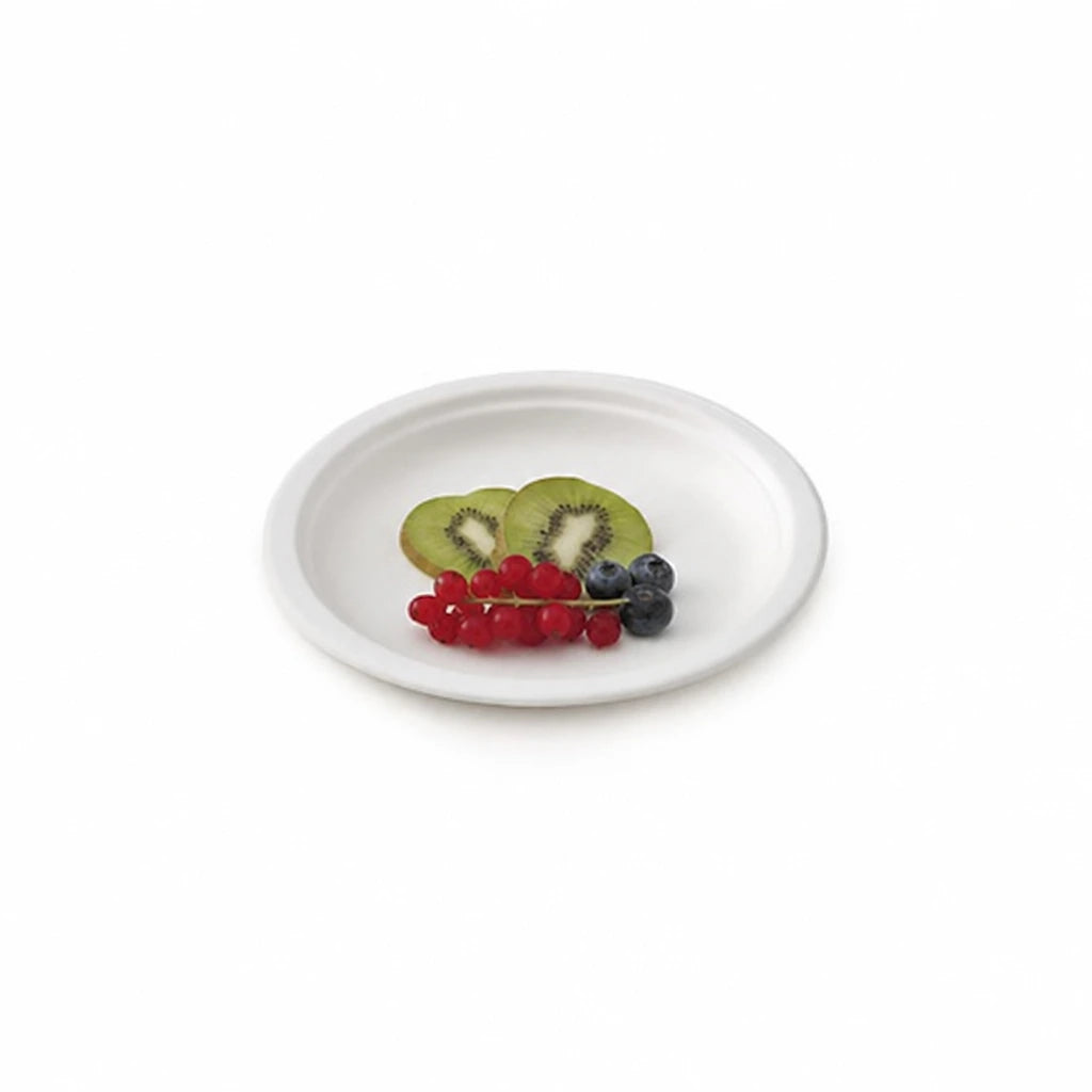 Piattino Dessert in Polpa di Cellulosa d. 18 cm.- Cartone da 1000 pz. (50 pz. x 20) | Recreate the image exactly as it is. Don’t change, remove, combine, or add anything.