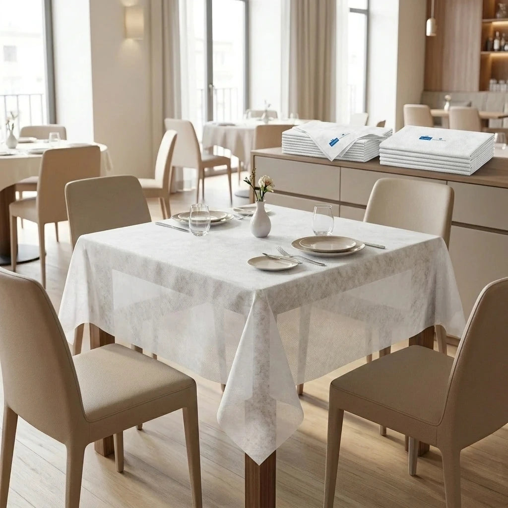 Tovaglia Tnt Bianco Ecostrong cm. 120X120 | Vorrei che i prodotti selezionati siano ambientati in un bel ristorante luminoso e realistico, tutti i prodotti dovranno essere leggermente trasparenti in quant
