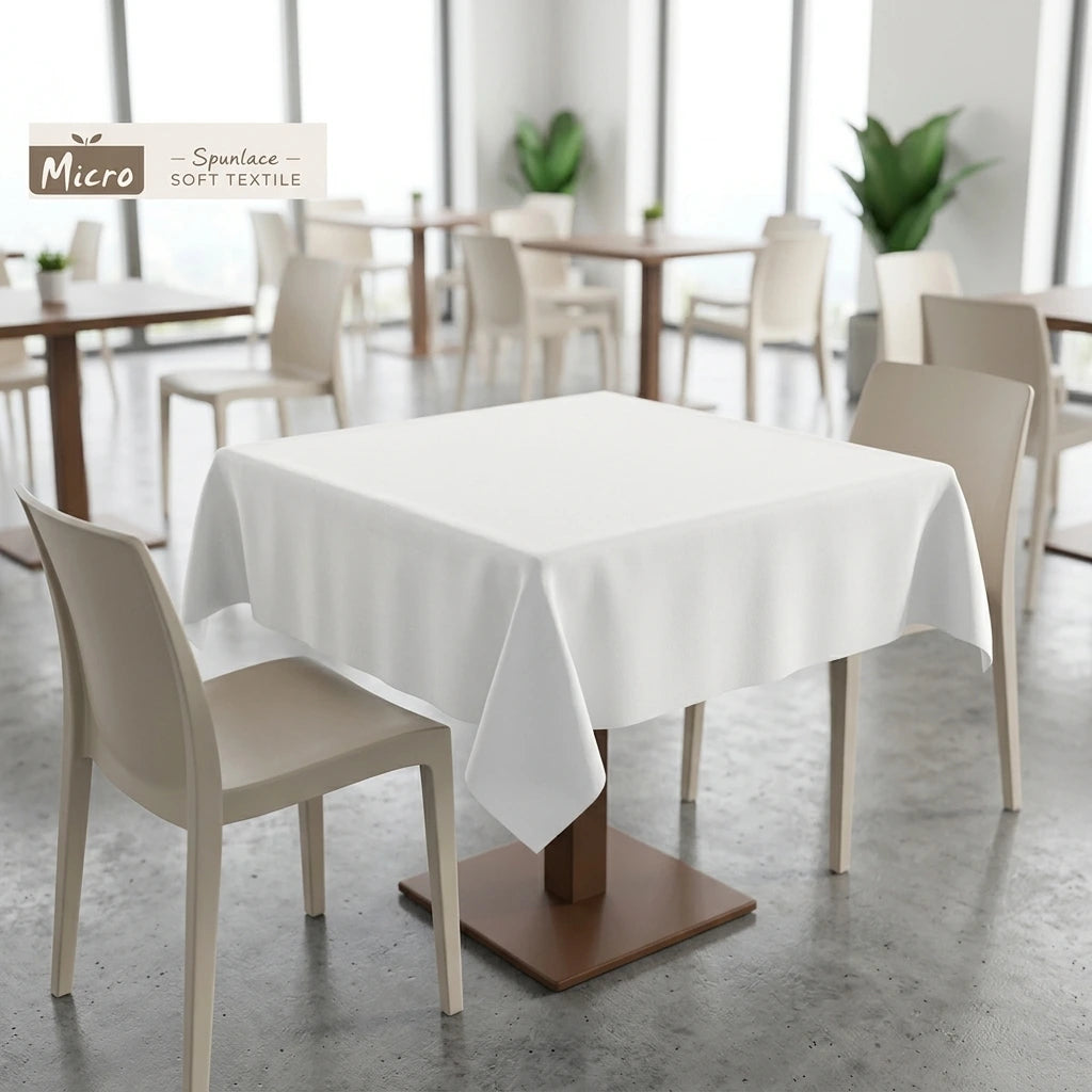 Tovaglia Tnt Bianco Micro cm. 120X120 - 96 pz. | Vorrei che i prodotti selezionati siano ambientati in un bel ristorante luminoso e realistico, tutti i prodotti non dovranno avere alcun bordino e coprire tutto