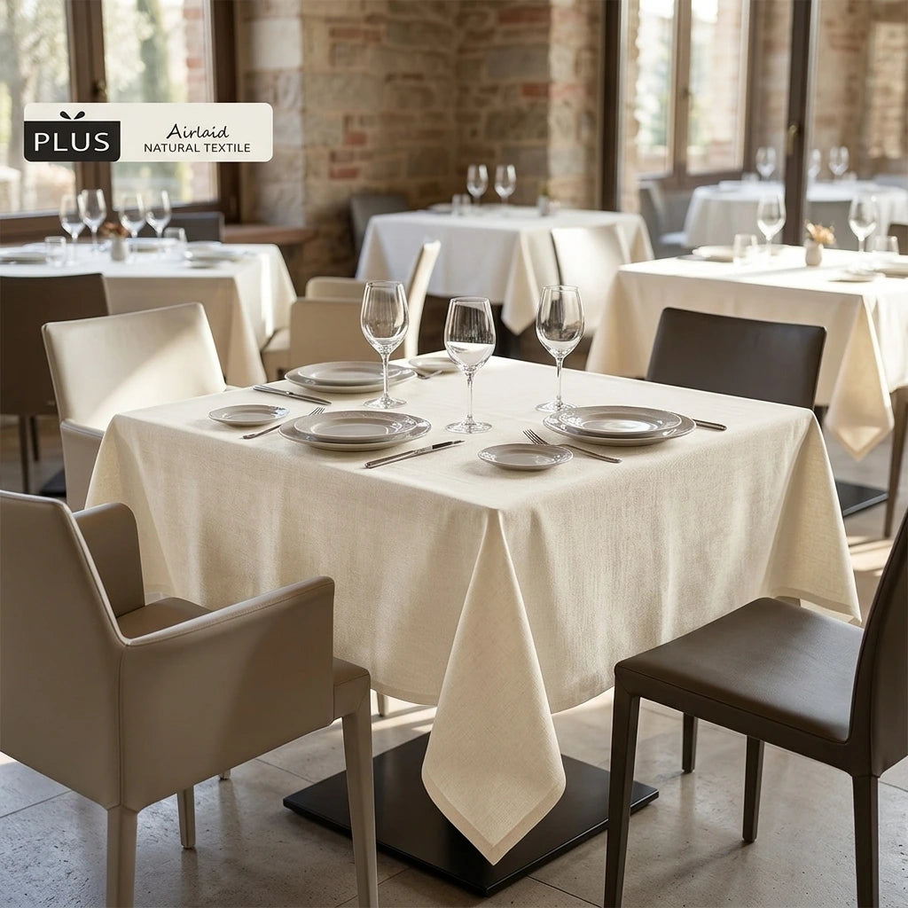 Tovaglia Tnt Bianco Superior cm. 120x120 - 120 pz. | Vorrei che i prodotti selezionati siano ambientati in un bel ristorante luminoso e realistico, tutti i prodotti non dovranno avere alcun bordino e coprire tutto