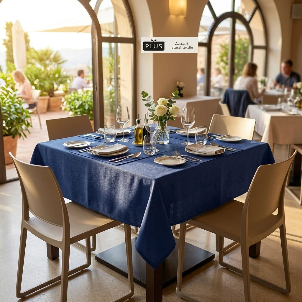 Tovaglia Tnt Blue Superior cm. 120X120 - 120 pz. | Vorrei che i prodotti selezionati siano ambientati in un bel ristorante luminoso e realistico, tutti i prodotti non dovranno avere alcun bordino e coprire tutto