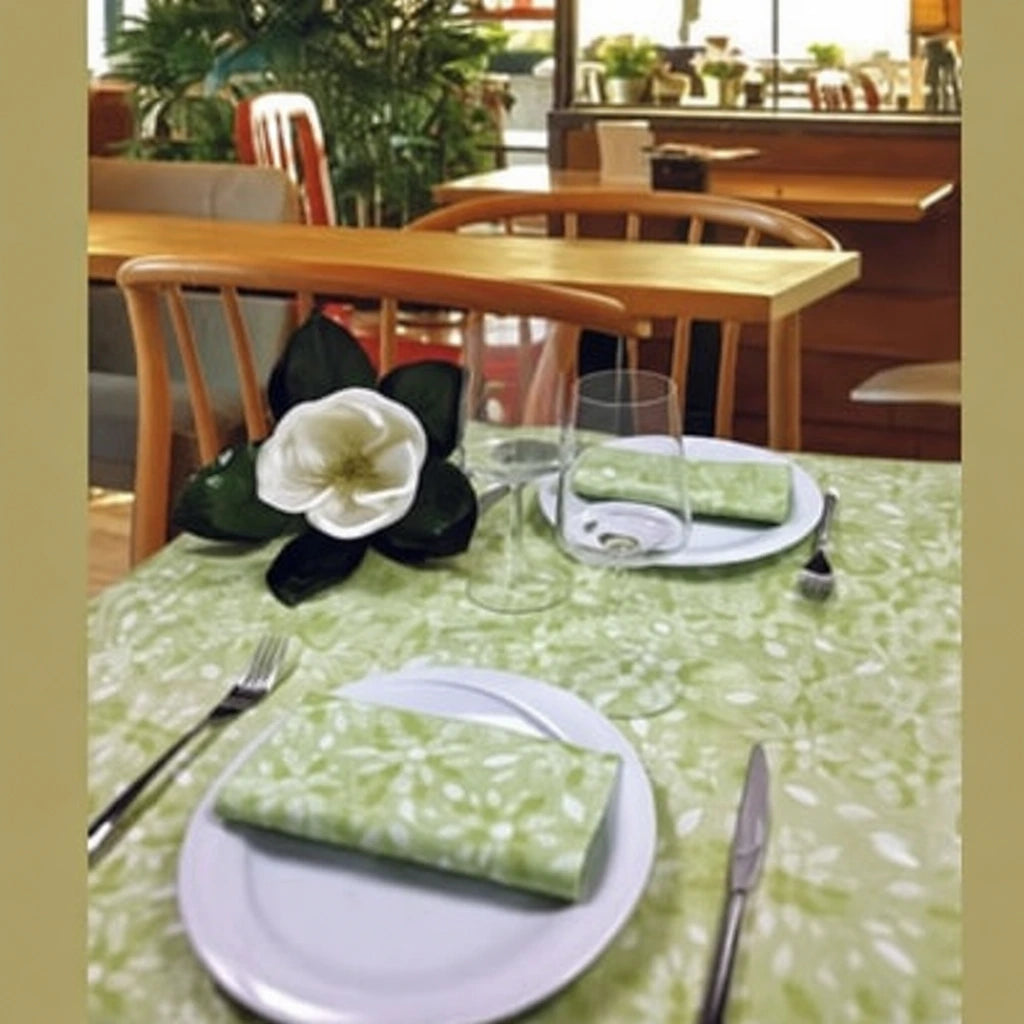 Tovaglia Tnt Flo Verde Ecosuperior cm. 100x100 – 100 pz. | Recreate the image exactly as it is. Don’t change, remove, combine, or add anything.