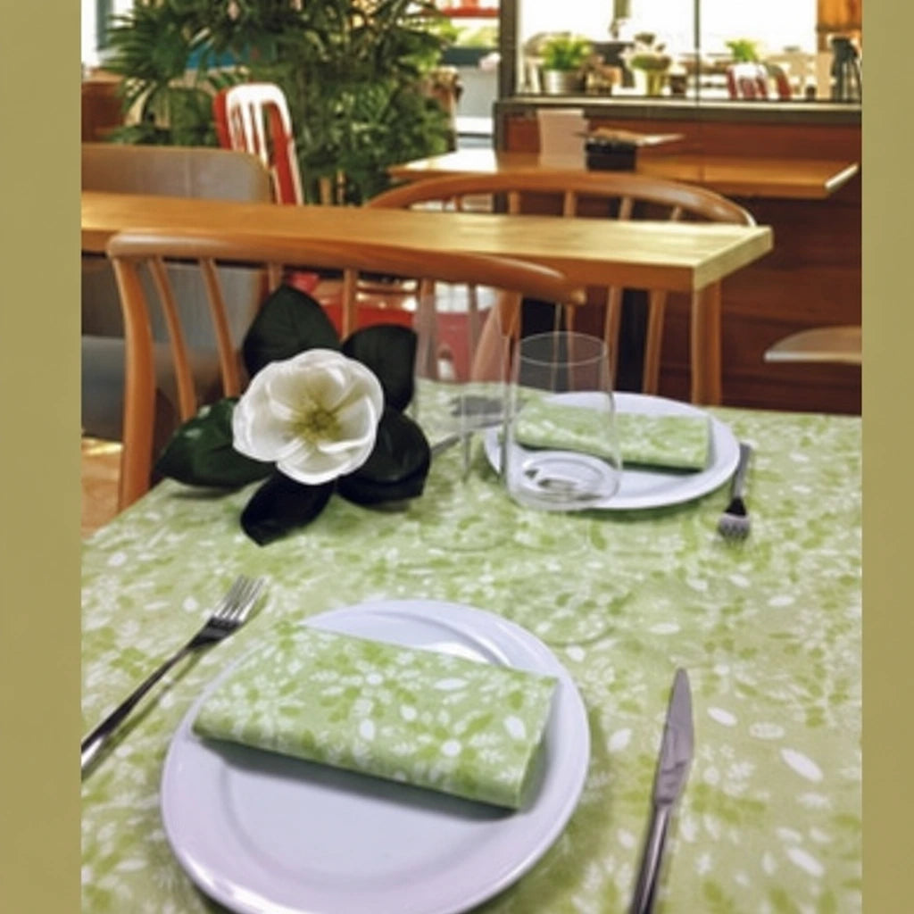 Tovaglia Tnt Flo Verde Superior cm. 100x100 – 100 pz. | Recreate the image exactly as it is. Don’t change, remove, combine, or add anything.