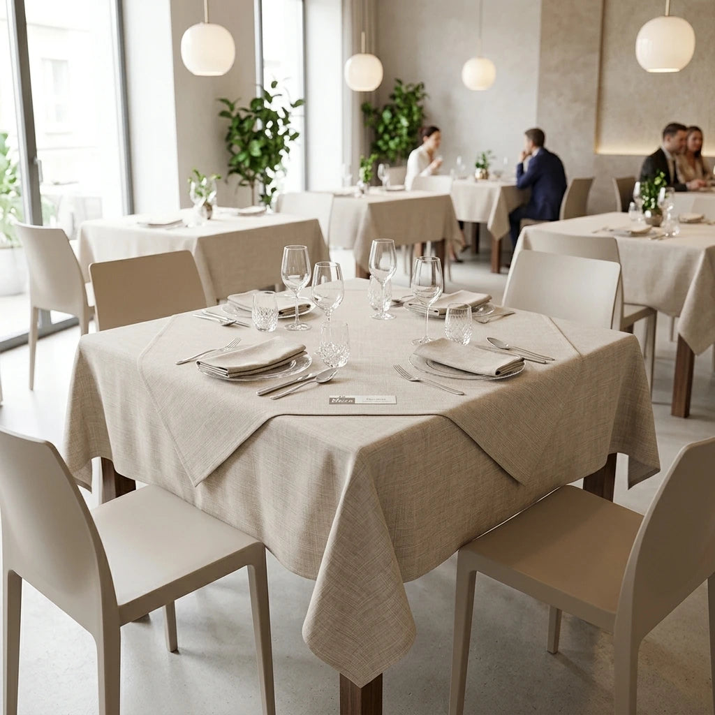 Tovaglia Tnt Gaia Panna Micro cm. 100X100 - 100 pz. | Vorrei che i prodotti selezionati siano ambientati in un bel ristorante luminoso e realistico, tutti i prodotti non dovranno avere alcun bordino e coprire tutto