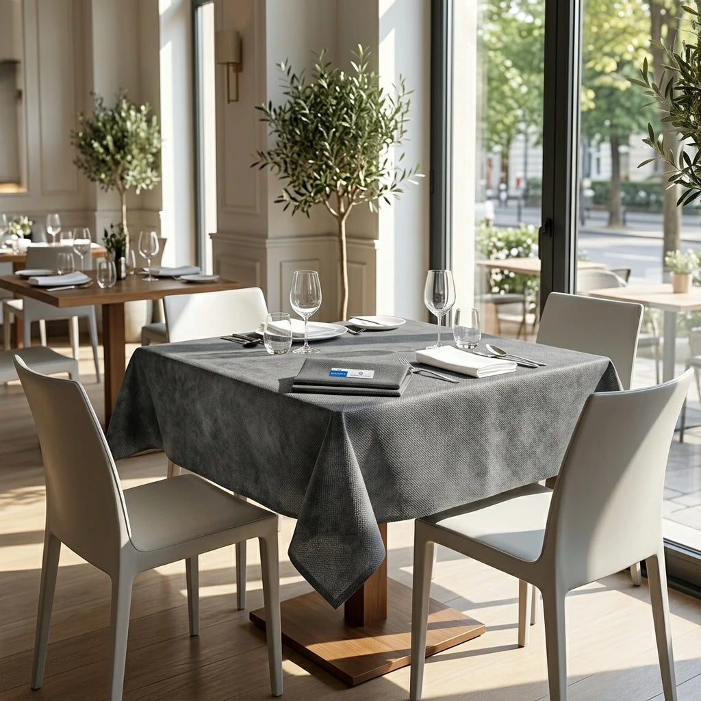 Tovaglia Tnt Grigio Airspun cm. 100X100 - 100 pz. | Vorrei che i prodotti selezionati siano ambientati in un bel ristorante luminoso e realistico