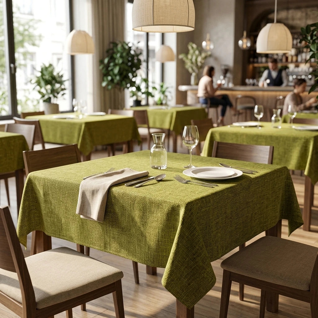 Tovaglia Tnt Jack Olio Plus cm. 100x100 - 100 pz. | Vorrei che i prodotti selezionati siano ambientati in un bel ristorante luminoso e realistico, tutti i prodotti non dovranno avere alcun bordino e coprire tutto