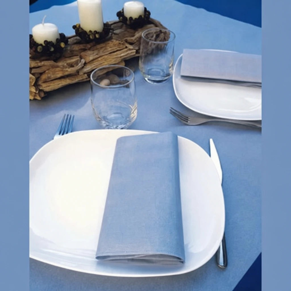 Tovaglia Tnt Lino Blu Superior cm. 100x100 – 100 pz. | Recreate the image exactly as it is. Don’t change, remove, combine, or add anything.