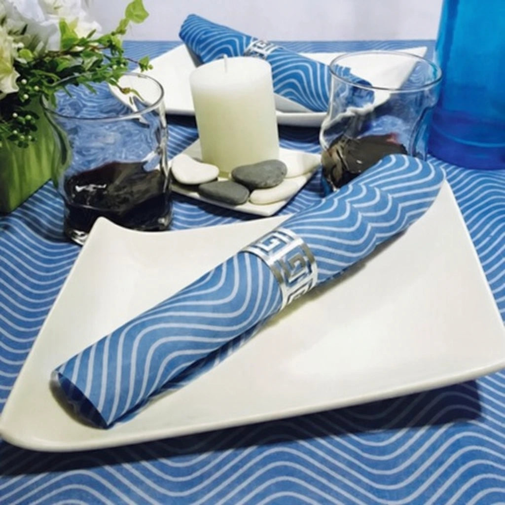 Tovaglia Tnt Onde Blu Superior cm. 100x100 – 100 pz. | Recreate the image exactly as it is. Don’t change, remove, combine, or add anything.