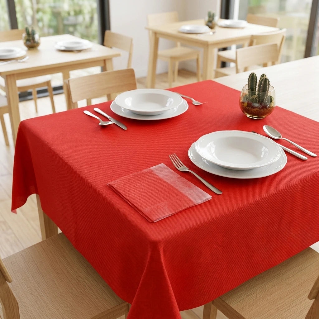 Tovaglia Tnt Rosso Ecostrong cm. 100X100 | Vorrei che i prodotti selezionati siano ambientati in un bel ristorante luminoso e realistico, tutti i prodotti dovranno essere leggermente trasparenti in quant