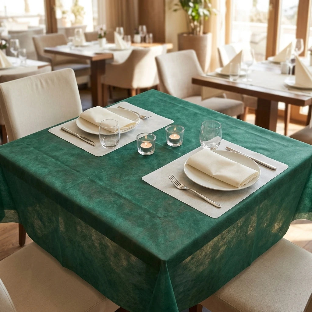 Tovaglia Tnt Verde Ecostrong cm. 100X100 | Vorrei che i prodotti selezionati siano ambientati in un bel ristorante luminoso e realistico, tutti i prodotti dovranno essere leggermente trasparenti in quant