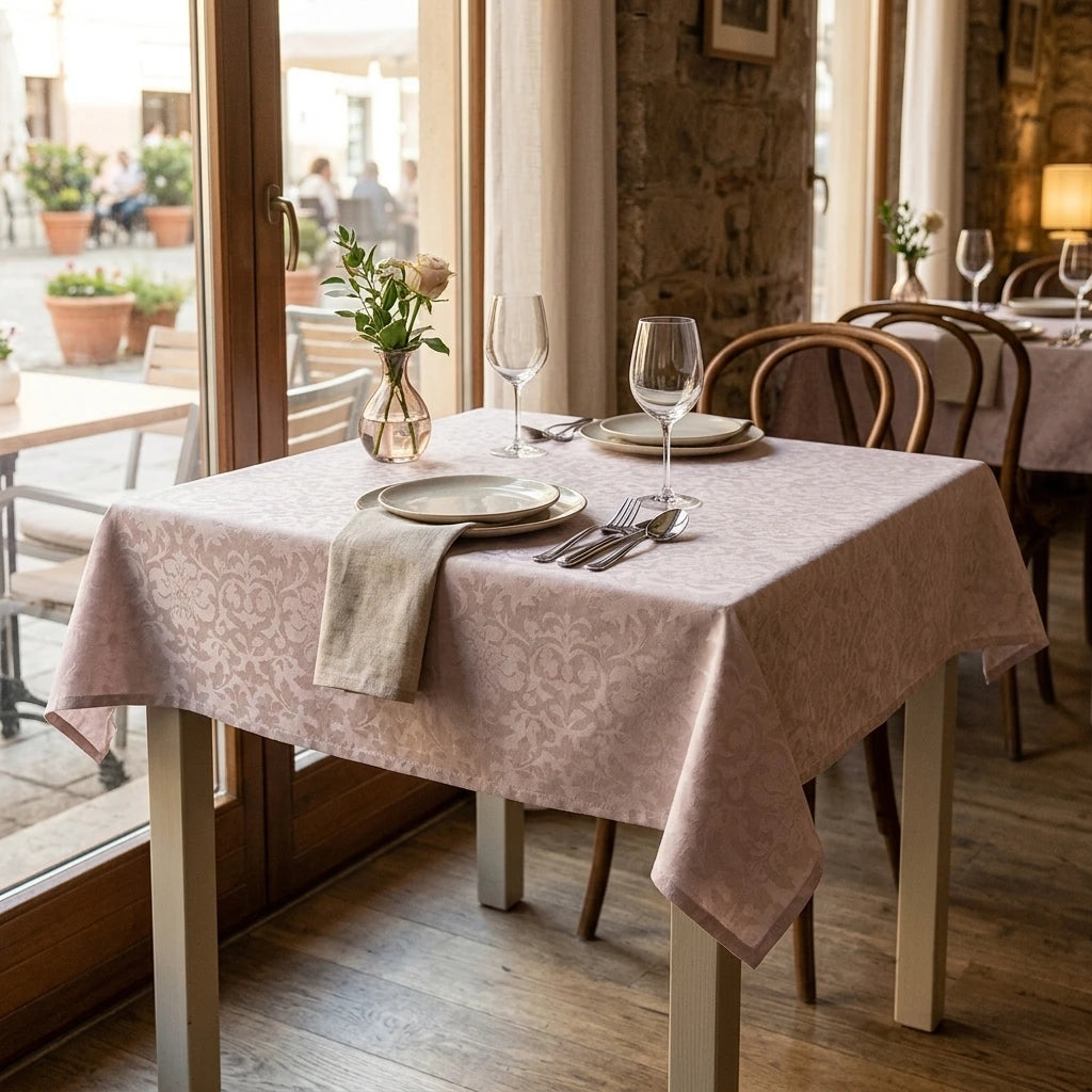 Tovaglia Tnt Victoria Sabbia Plus cm. 120X120 - 100 pz. | Vorrei che i prodotti selezionati siano ambientati in un bel ristorante luminoso e realistico, tutti i prodotti non dovranno avere alcun bordino e coprire tutto