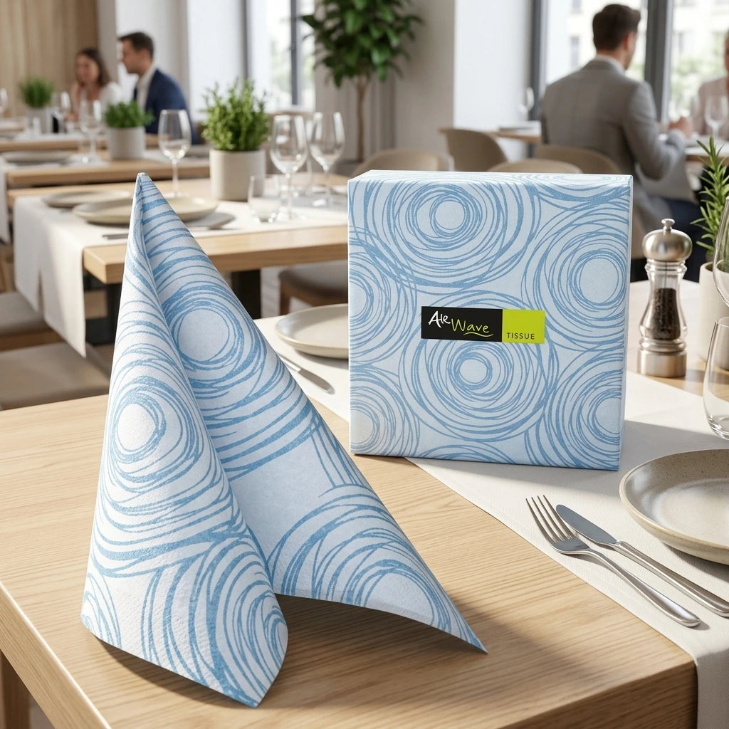 Tovagliolo Bolas Mare Multisoft Airwave cm. 40X40 - 960 pz. | Vorrei che i prodotti selezionati siano ambientati in un bel ristorante luminoso e realistico, sono tutti tovaglioli monouso in carta pertanto non devono assolu