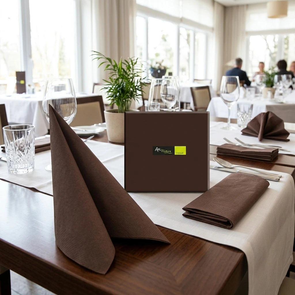 Tovagliolo Cioccolato Airwave cm. 33X33 - 1200 pz. | Vorrei che i prodotti selezionati siano ambientati in un bel ristorante luminoso e realistico, sono tutti tovaglioli monouso in carta pertanto non devono assolu