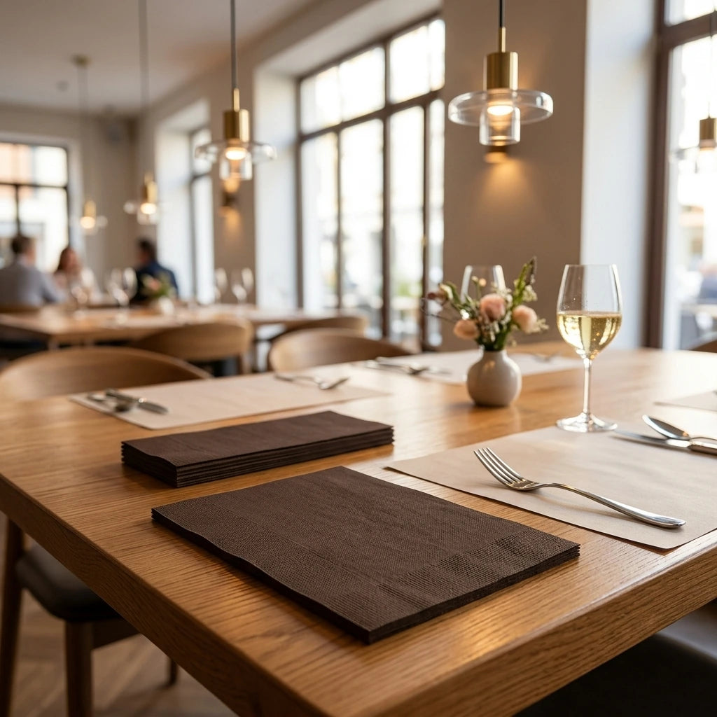 Tovagliolo Cioccolato Airwave cm. 40X30 – 1800 pz. | Vorrei che i prodotti selezionati siano ambientati in un bel ristorante luminoso e realistico, sono tutti tovaglioli monouso in carta pertanto non devono assolu