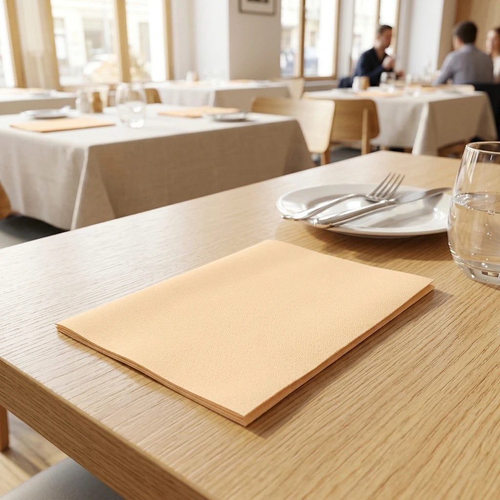 Tovagliolo Crema Airwave cm. 40X30 – 1800 pz. | Vorrei che i prodotti selezionati siano ambientati in un bel ristorante luminoso e realistico, sono tutti tovaglioli monouso in carta pertanto non devono assolu