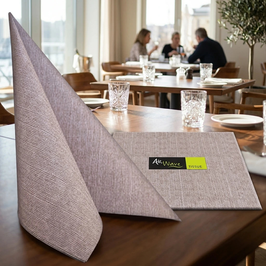 Tovagliolo Jill Cacao Multisoft Airwave cm. 44X44 - 800 pz. | Vorrei che i prodotti selezionati siano ambientati in un bel ristorante luminoso e realistico, sono tutti tovaglioli monouso in carta pertanto non devono assolu