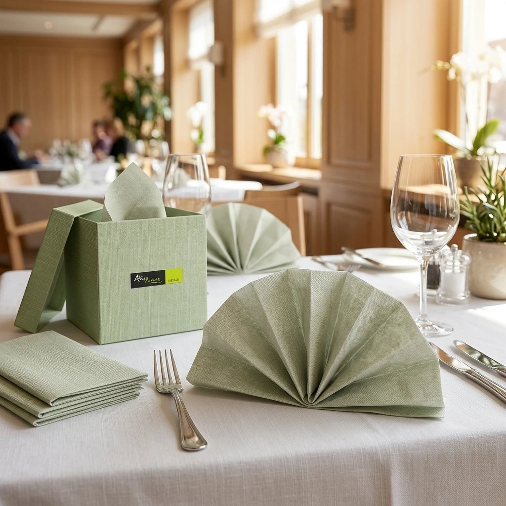 Tovagliolo Jill Olio Multisoft Airwave cm. 44X44 - 800 pz. | Vorrei che i prodotti selezionati siano ambientati in un bel ristorante luminoso e realistico, sono tutti tovaglioli monouso in carta pertanto non devono assolu