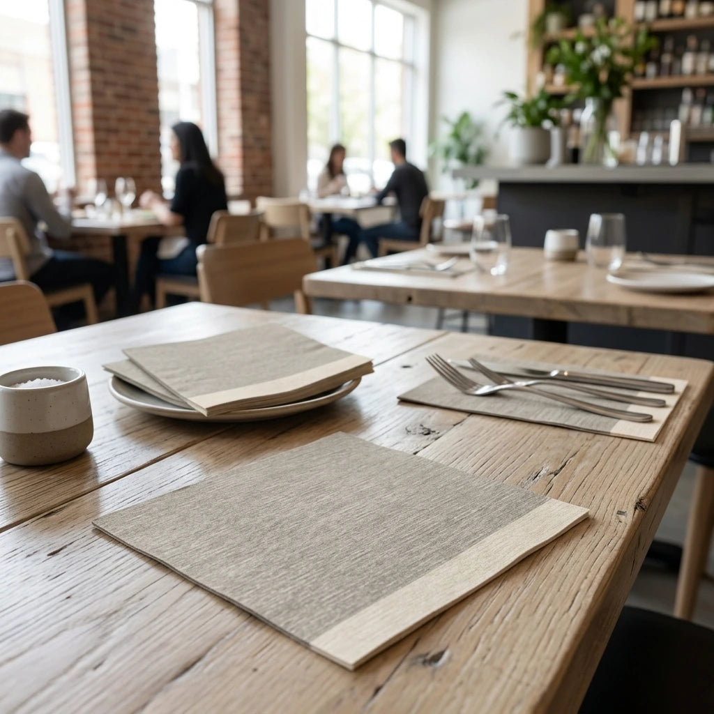 Tovagliolo Jolie Granito Onda Airwave cm. 40X40 - 800 pz. | Vorrei che i prodotti selezionati siano ambientati in un bel ristorante luminoso e realistico, sono tutti tovaglioli monouso in carta pertanto non devono assolu