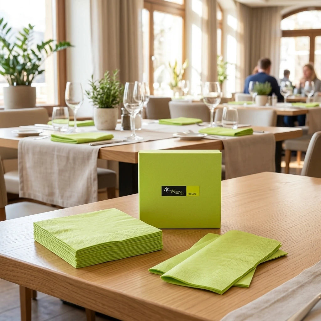 Tovagliolo Mela Airwave cm. 40X40 - 1200 pz. | Vorrei che i prodotti selezionati siano ambientati in un bel ristorante luminoso e realistico, sono tutti tovaglioli monouso in carta pertanto non devono assolu